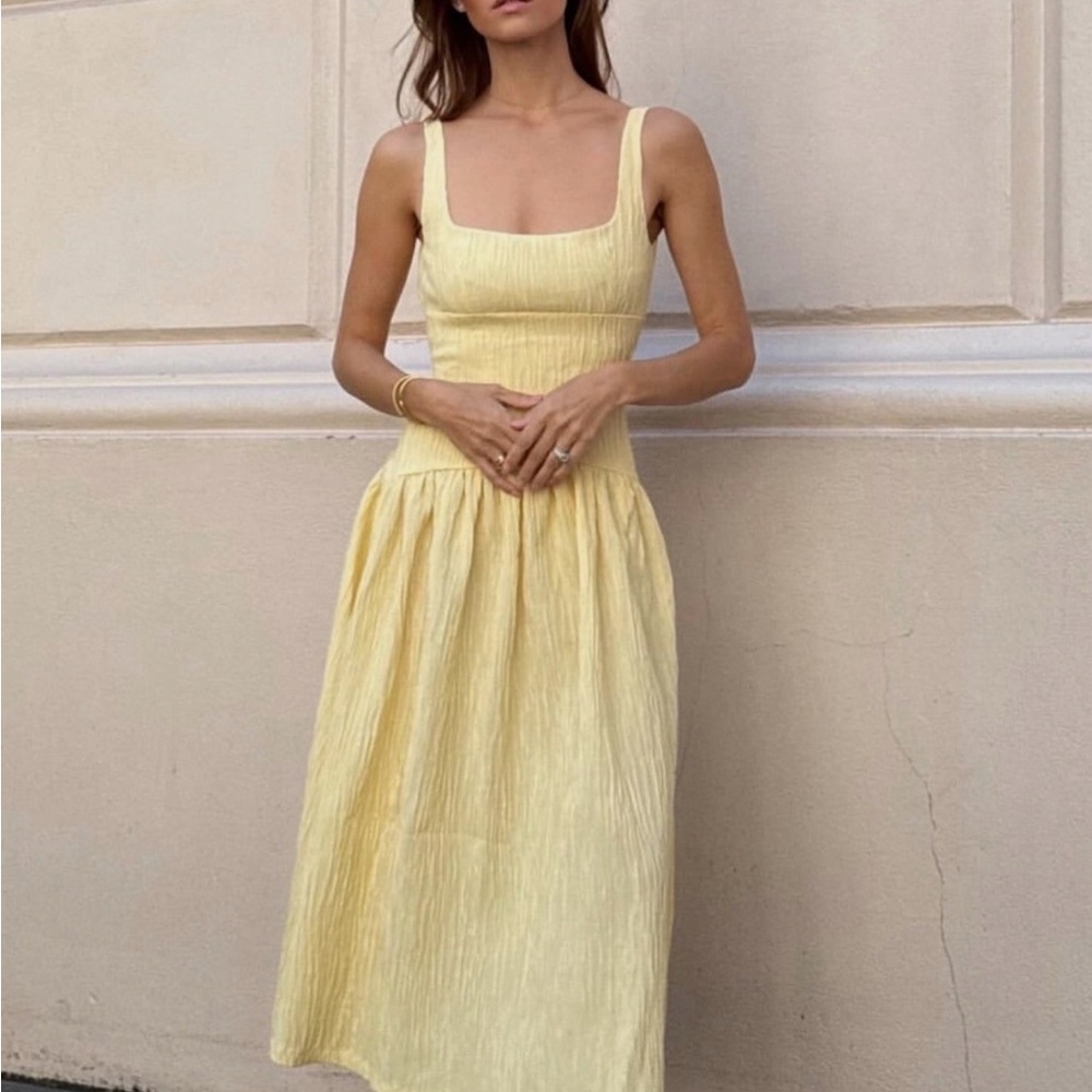 Zara Strappy Texture Dress yellow